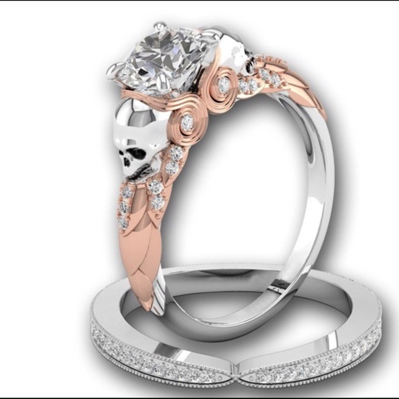 💀Halloween Skull Set CZ Crystal Rings New - Picture 6 of 6
